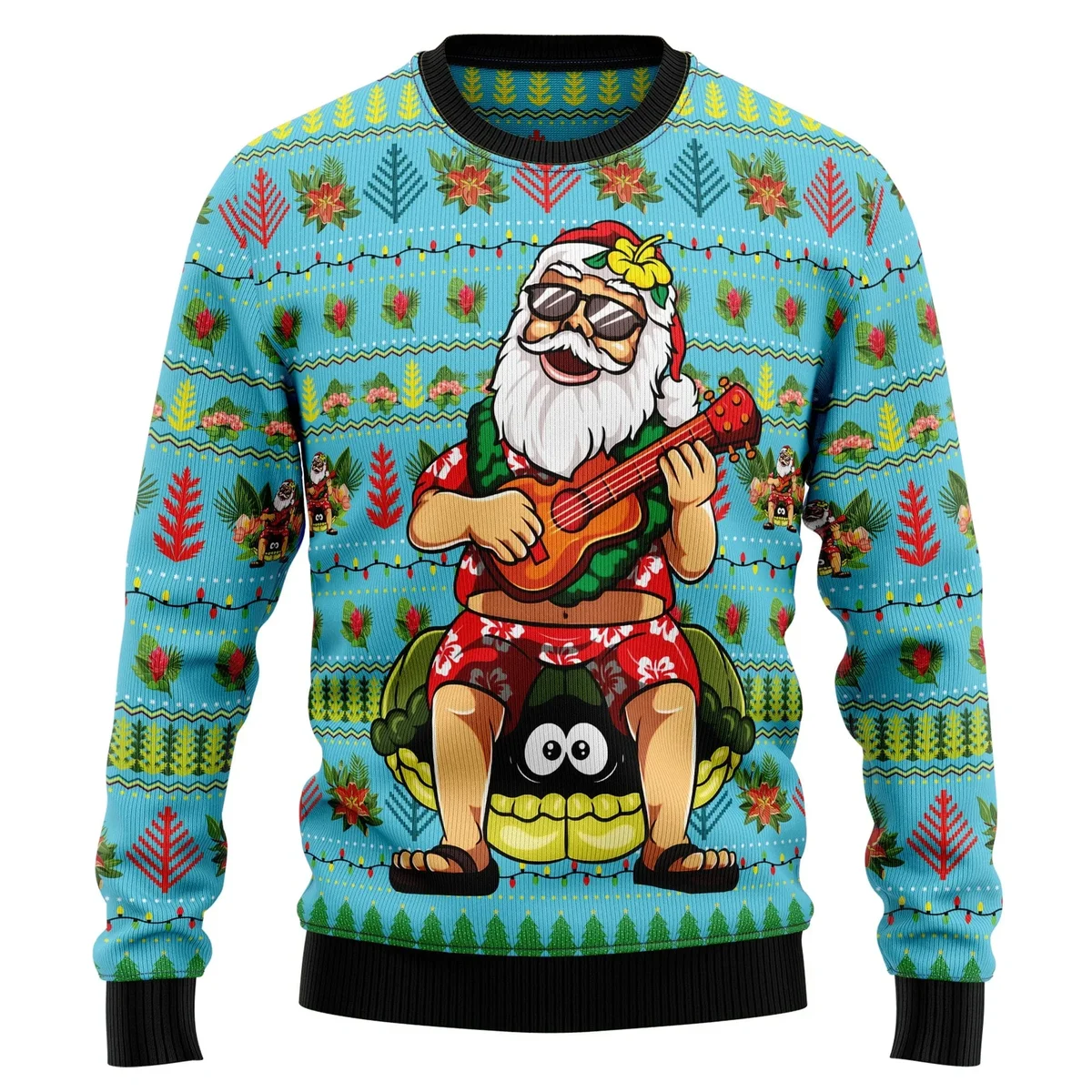 Hawaiian Christmas Santa Claus Ugly Christmas Sweater Cold Weather Clothes Gifts For Santa Lovers