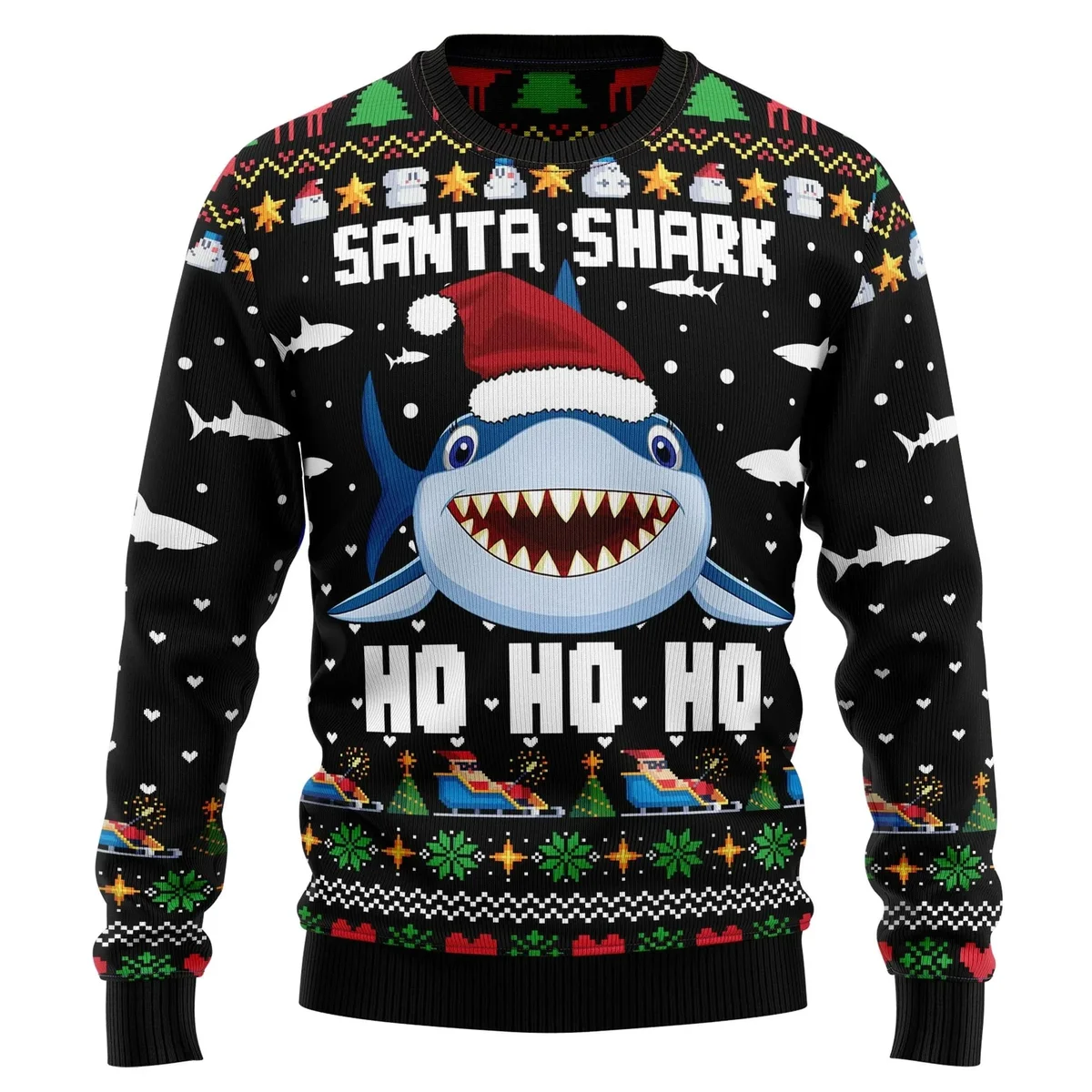 Santa Shark Hohoho Ugly Christmas Sweater Christmas Vacation Apparel Xmas Gifts
