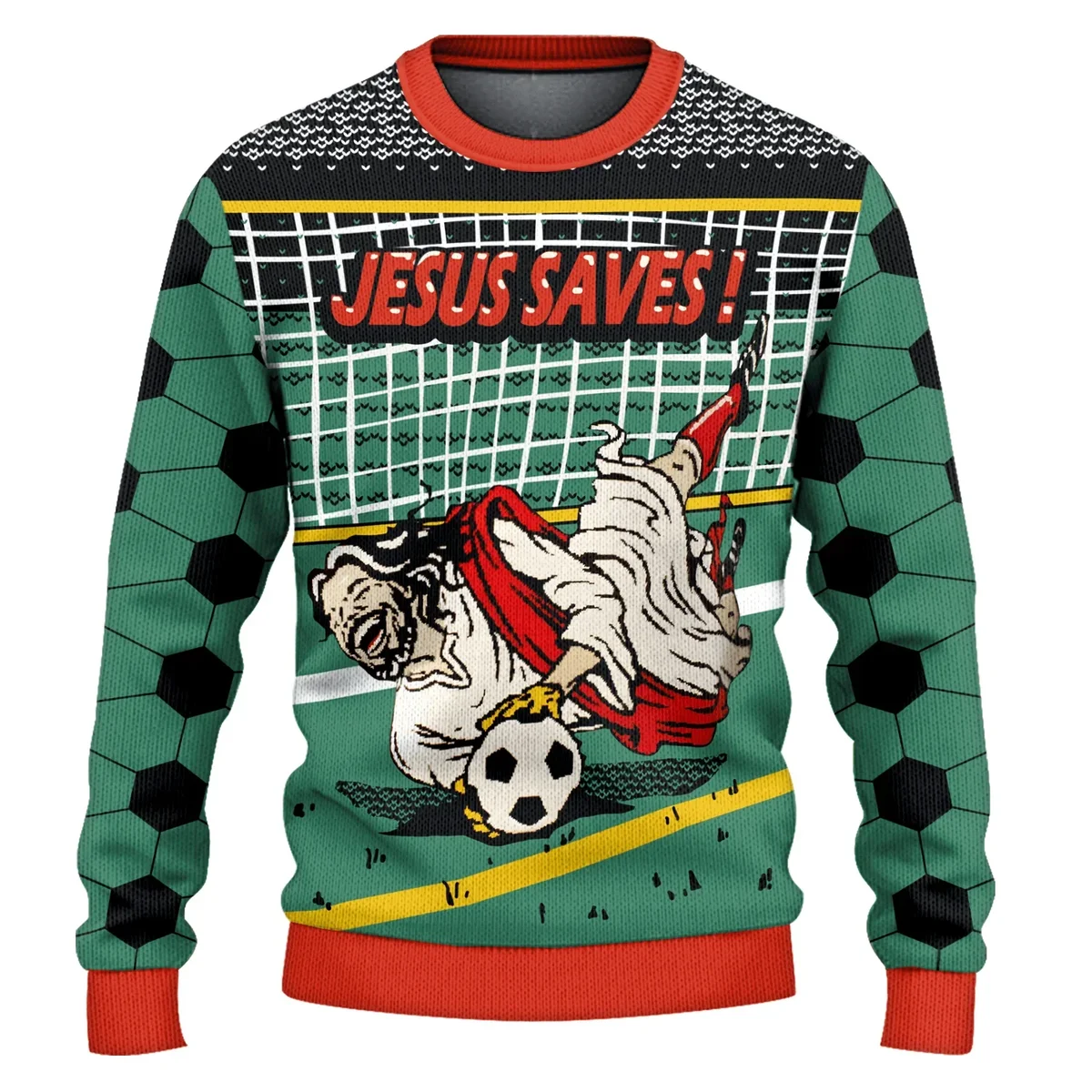 Jesus Saves Soccer Ugly Christmas Sweater Christmas Vacation Outfit Gifts For Christians