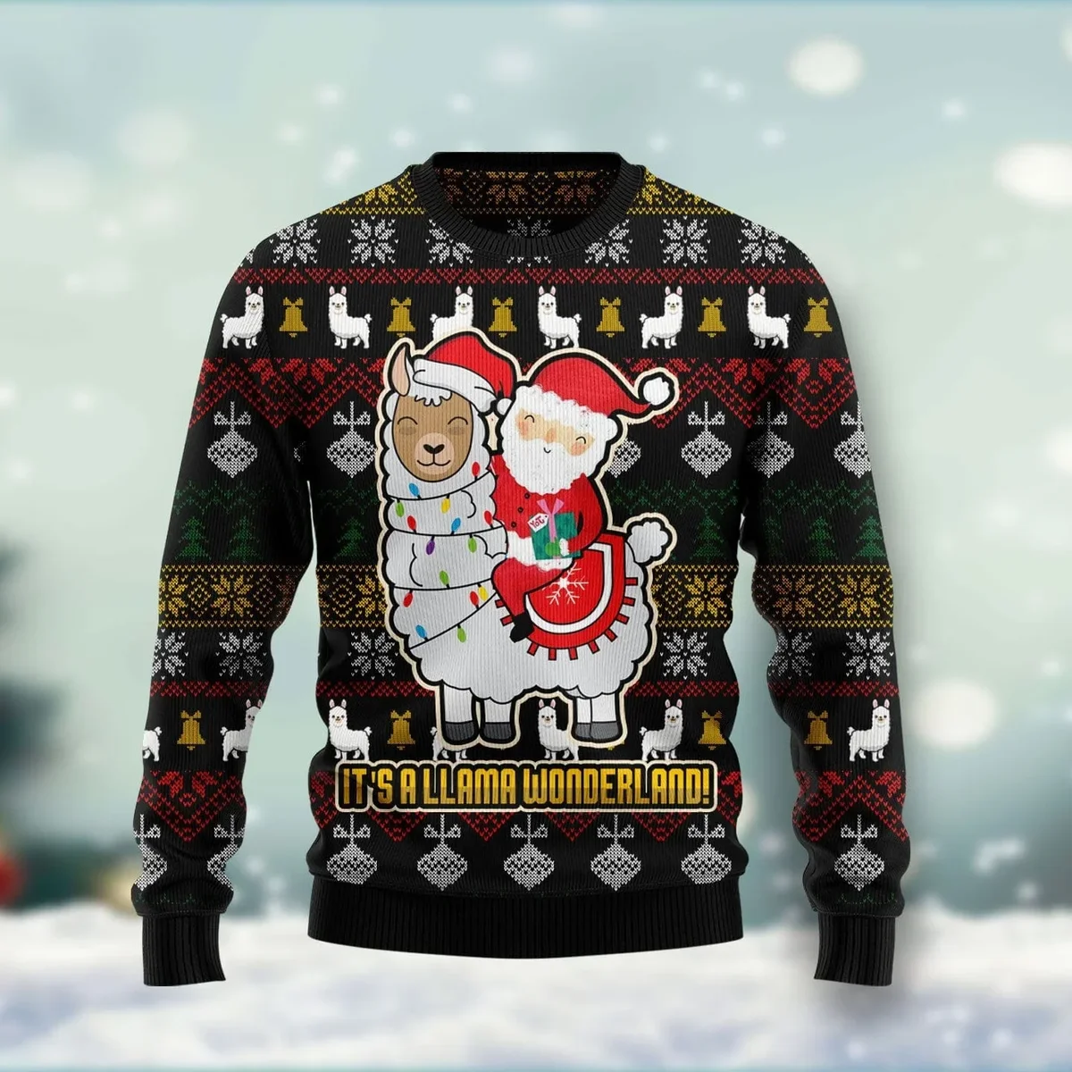 Llama Wonderland Ugly Christmas Sweater Christmas Party Outfit Gifts For Llama Lovers