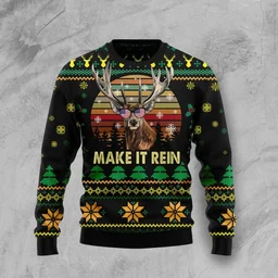 Reindeer Make It Rein Ugly Christmas Sweater Xmas Sweater Christmas Gifts For Reindeer Lovers