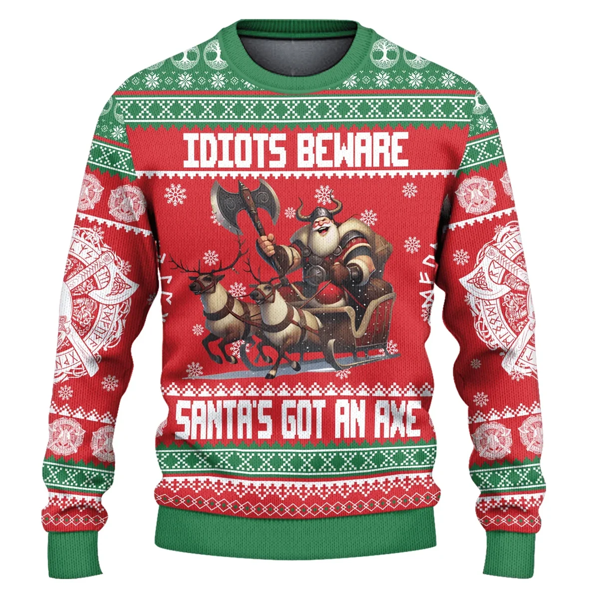 Idiots Beware Viking Ugly Christmas Sweater Clothes To Get For Christmas Gifts For Him