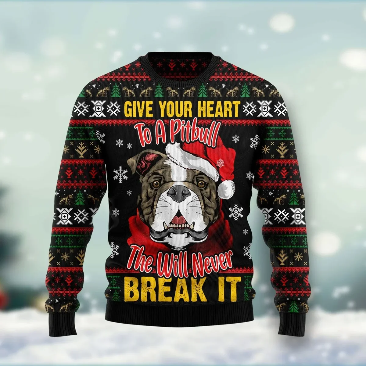 Pitbull Give Your Heart Ugly Christmas Sweater Xmas Party Outfit Gifts For Pitbull Lovers