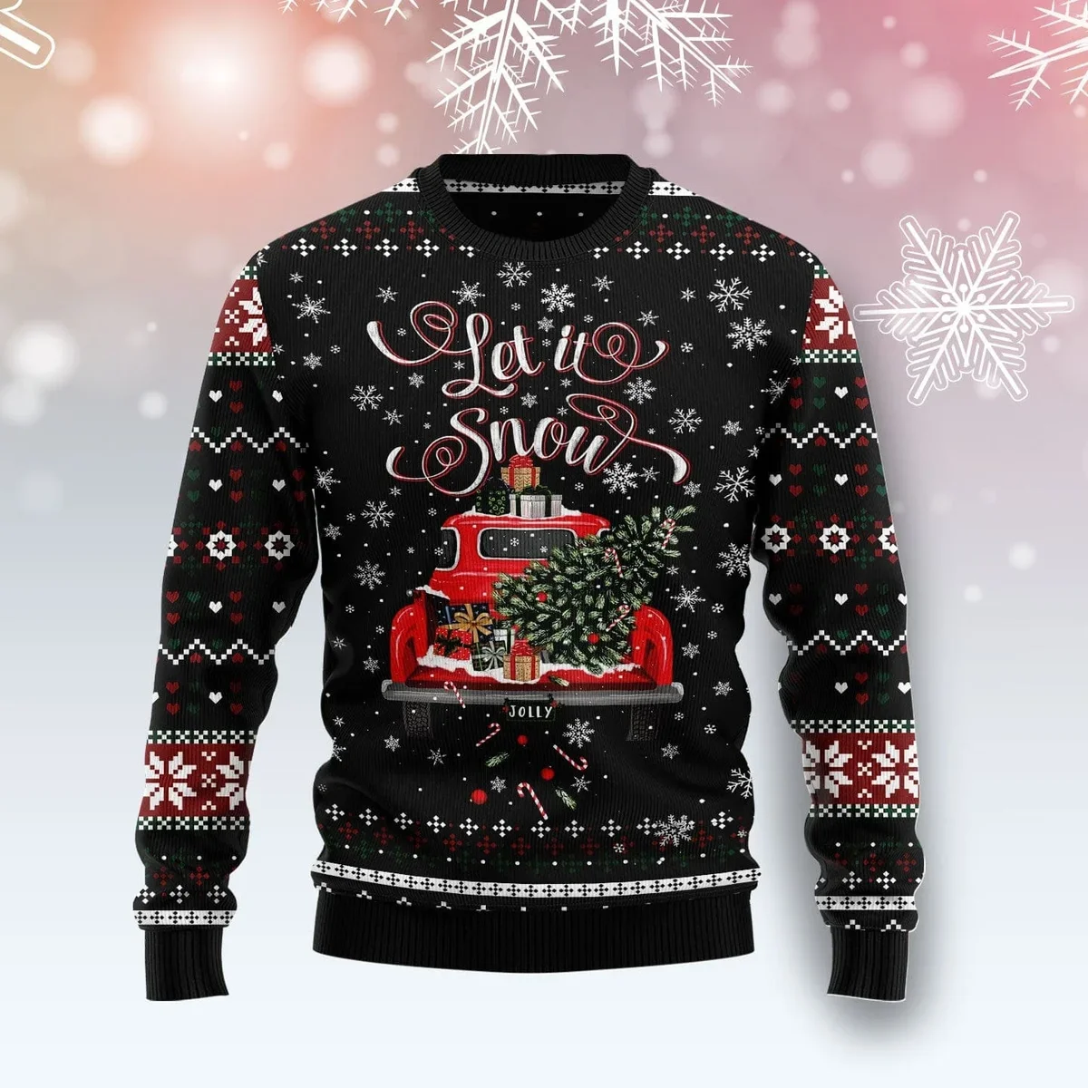 Let It Snow Red Truck Ugly Christmas Sweater Xmas Party Outfit Xmas Gifts For Boyfriend