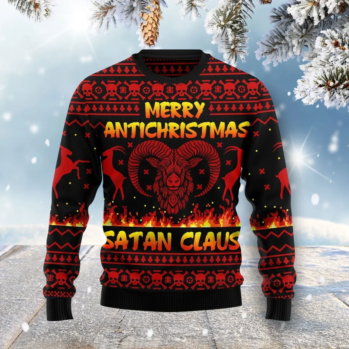 Merry Antichristmas Satan Claus Ugly Christmas Sweater Funny Xmas Outfit Gifts For BFF