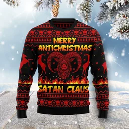 Merry Antichristmas Satan Claus Ugly Christmas Sweater Funny Xmas Outfit Gifts For BFF