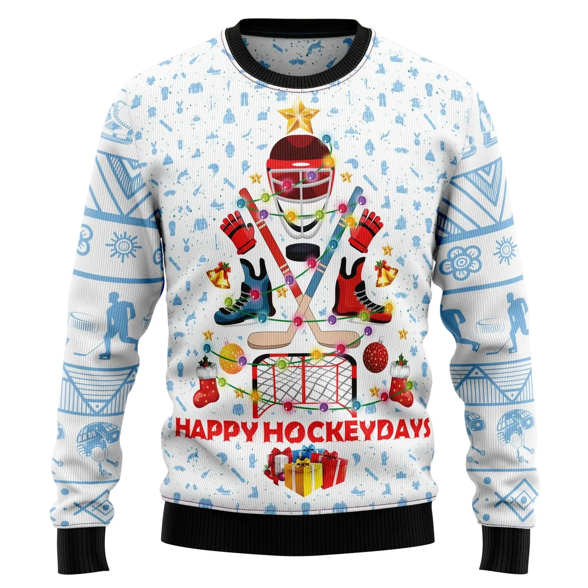 Happy Hockey Day Ugly Christmas Sweater Christmas Outfits Xmas Gifts For Hockey Lovers