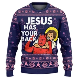 Jesus Has Your Back Ugly Christmas Sweater Xmas Vacation Outfit Gifts For Christian
