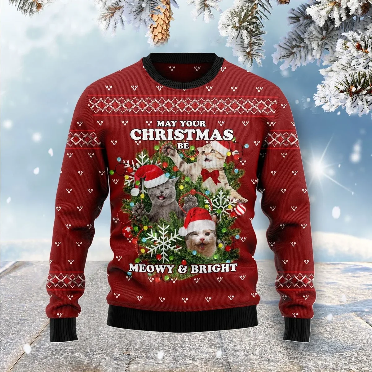 May Your Christmas Be Meowy And Bright Ugly Christmas Sweater Christmas Vacation Apparel