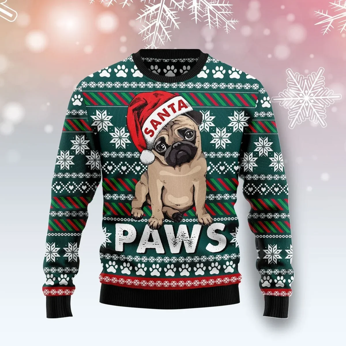 Pug Santa Paws Ugly Christmas Sweater Christmas Day Outfit Xmas Gifts For Pug Lovers