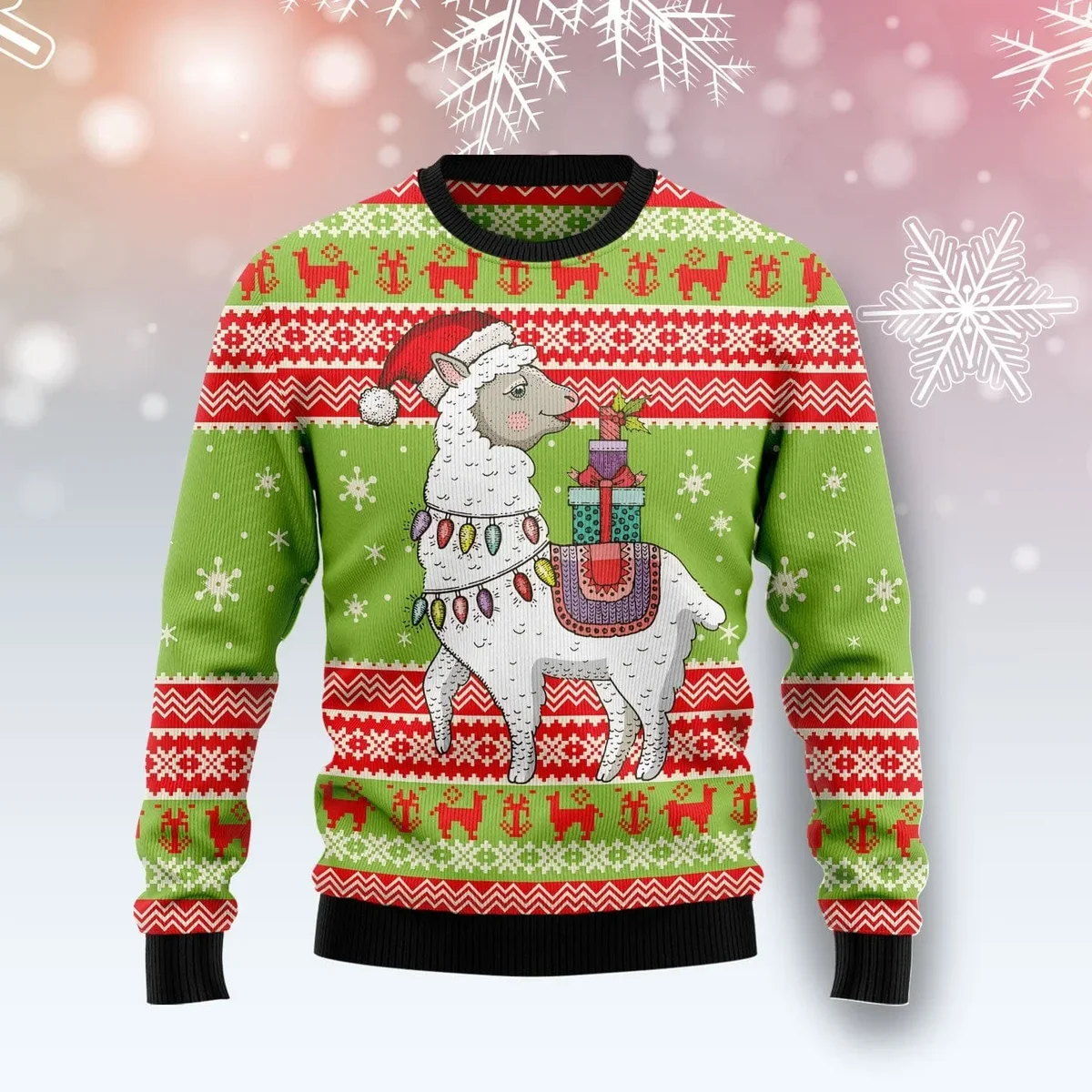 Love Llama Ugly Christmas Sweater Winter Clothing Xmas Gifts For Llama Lovers