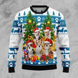 Pembroke Welsh Corgi Greeting Ugly Xmas Sweater Cold Weather Clothes Gifts For Dog Lovers