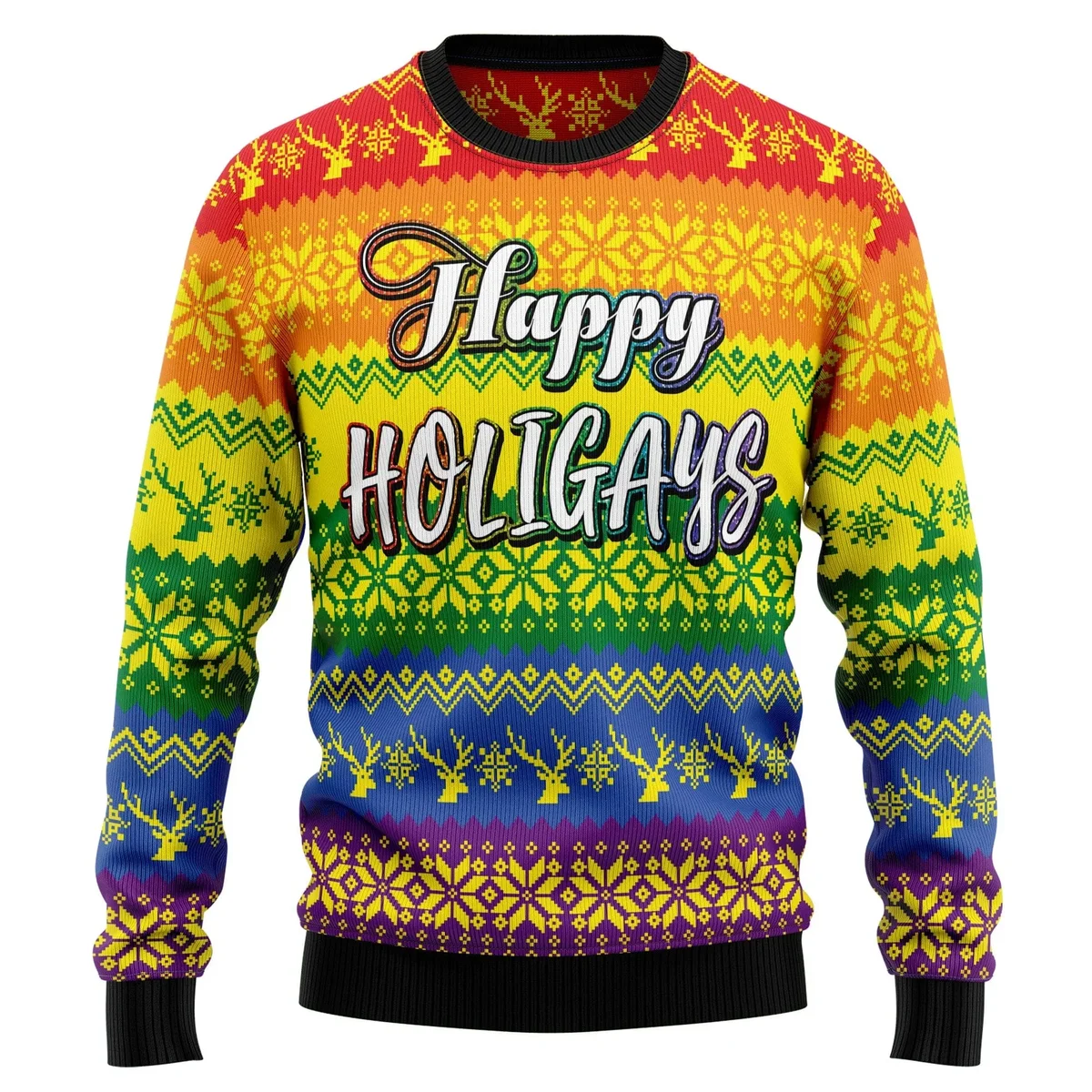 LGBT Gay Pride Happy Holigays Ugly Christmas Sweater Xmas Clothing Gifts For LGBTQ
