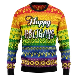 LGBT Gay Pride Happy Holigays Ugly Christmas Sweater Xmas Clothing Gifts For LGBTQ