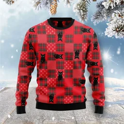 Lovely Black Cat Ugly Christmas Sweater Cute Christmas Outfits Xmas Gifts For Cat Lovers