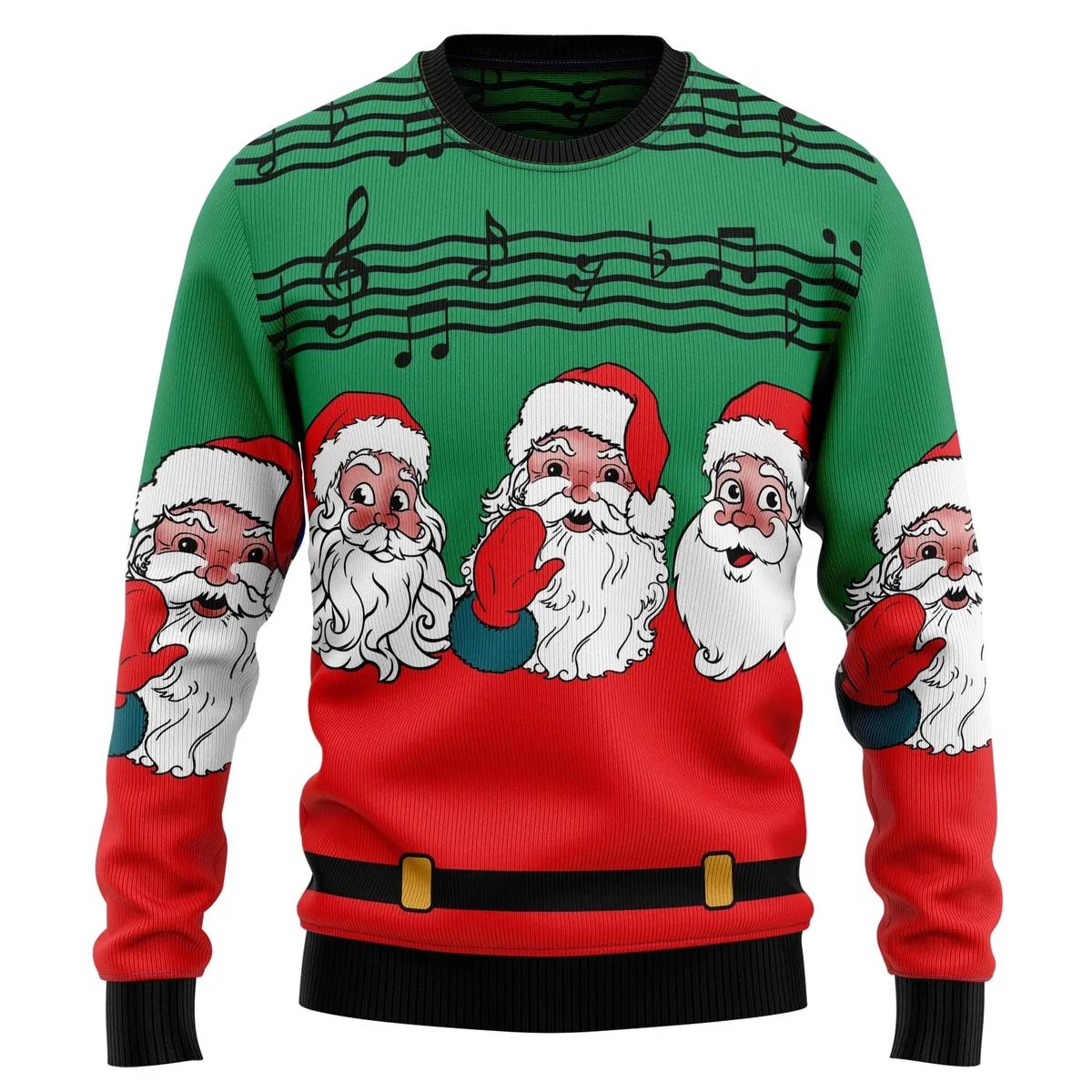Santa Claus And Music Note Ugly Xmas Sweater Cold Weather Clothes Gifts For Santa Lovers