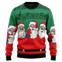 Santa Claus And Music Note Ugly Xmas Sweater Cold Weather Clothes Gifts For Santa Lovers