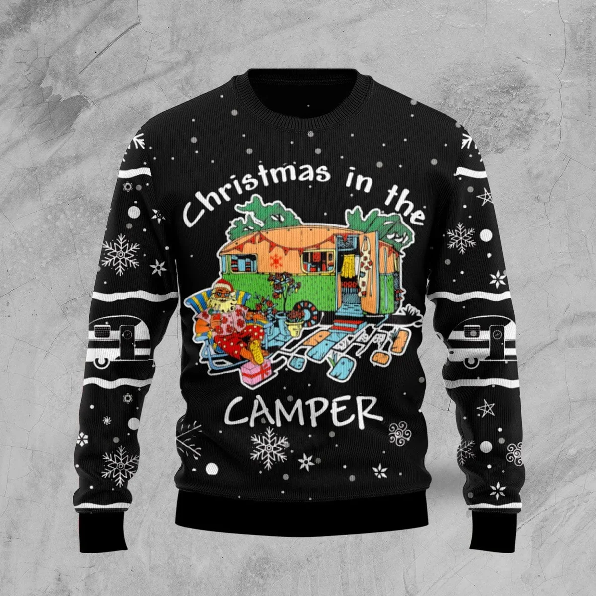 Santa Camping Ugly Christmas Sweater Christmas Vacation Outfit Gifts For Santa Lovers