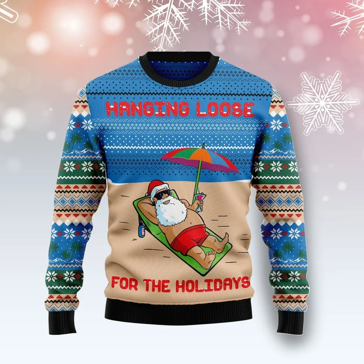 Santa Claus Hanging Loose Ugly Christmas Sweater Festive Clothing Gifts For Father