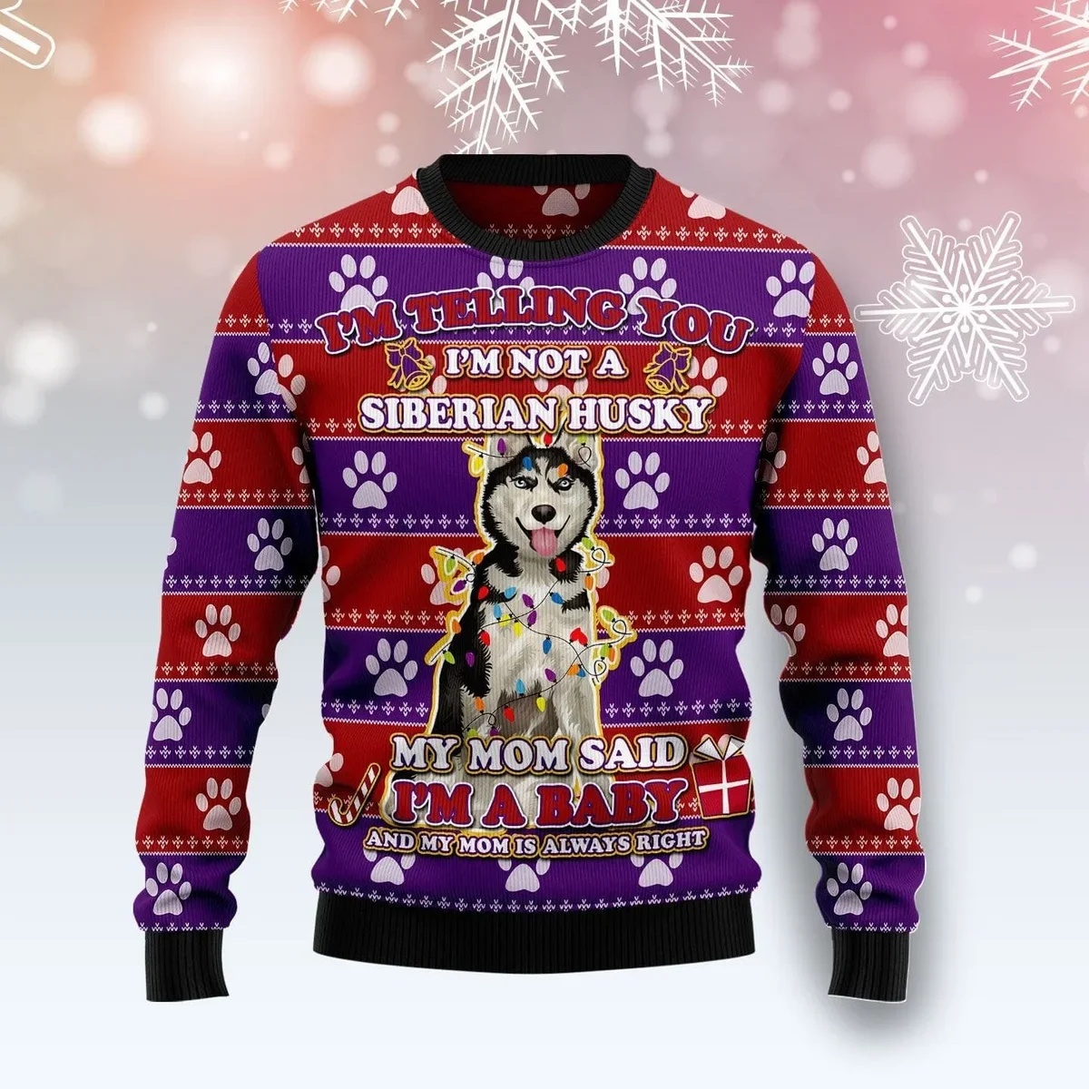 Siberian Husky Baby Christmas Ugly Christmas Sweater Xmas Outfit Gifts For Dog Lovers