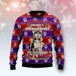 Siberian Husky Baby Christmas Ugly Christmas Sweater Xmas Outfit Gifts For Dog Lovers