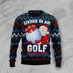 Santa Claus Golf Wonderland Ugly Christmas Sweater Festive Clothing Golfing Lovers Gifts