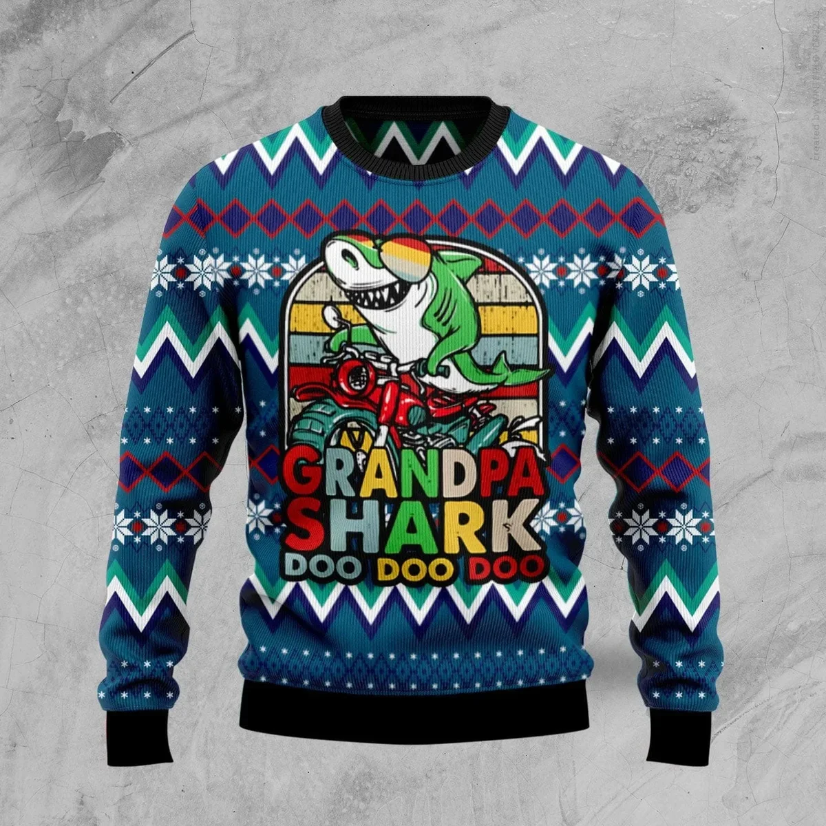 Grandpa Shark Dododo Ugly Christmas Sweater Christmas Vacation Clothing Gifts For Shark Lovers