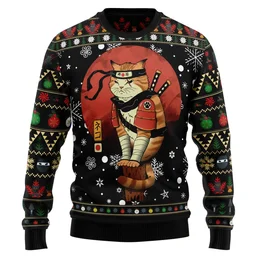 Ninja Cat Ugly Christmas Sweater Christmas Party Outfit Xmas Gifts For Cat Lovers