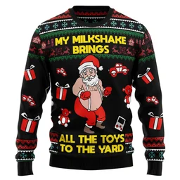 Santa My Milkshake Brings Ugly Christmas Sweater Festive Clothing Xmas Gifts For Dad