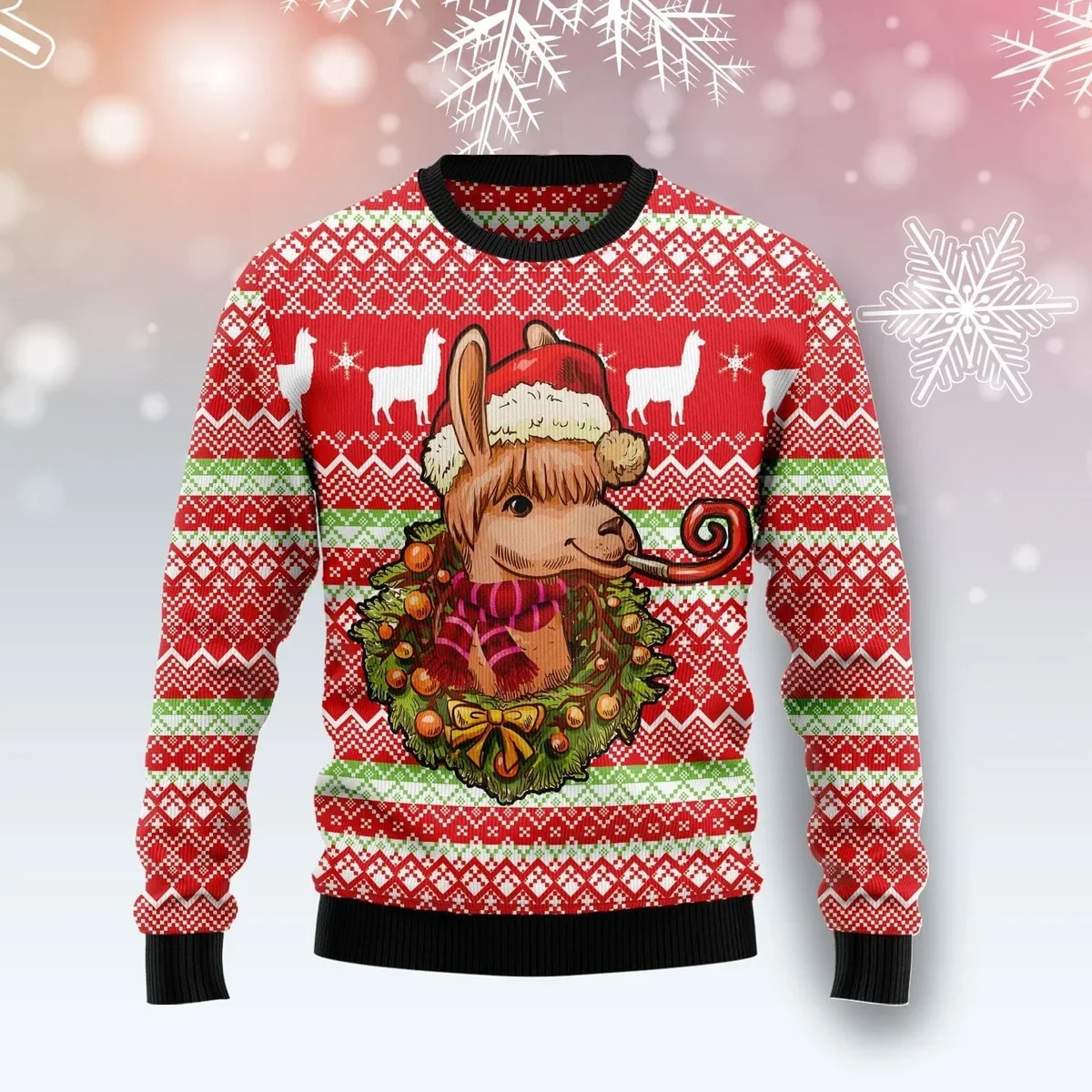 Llama Loves Christmas Ugly Christmas Sweater Festive Clothing Xmas Gifts For Llama Lovers