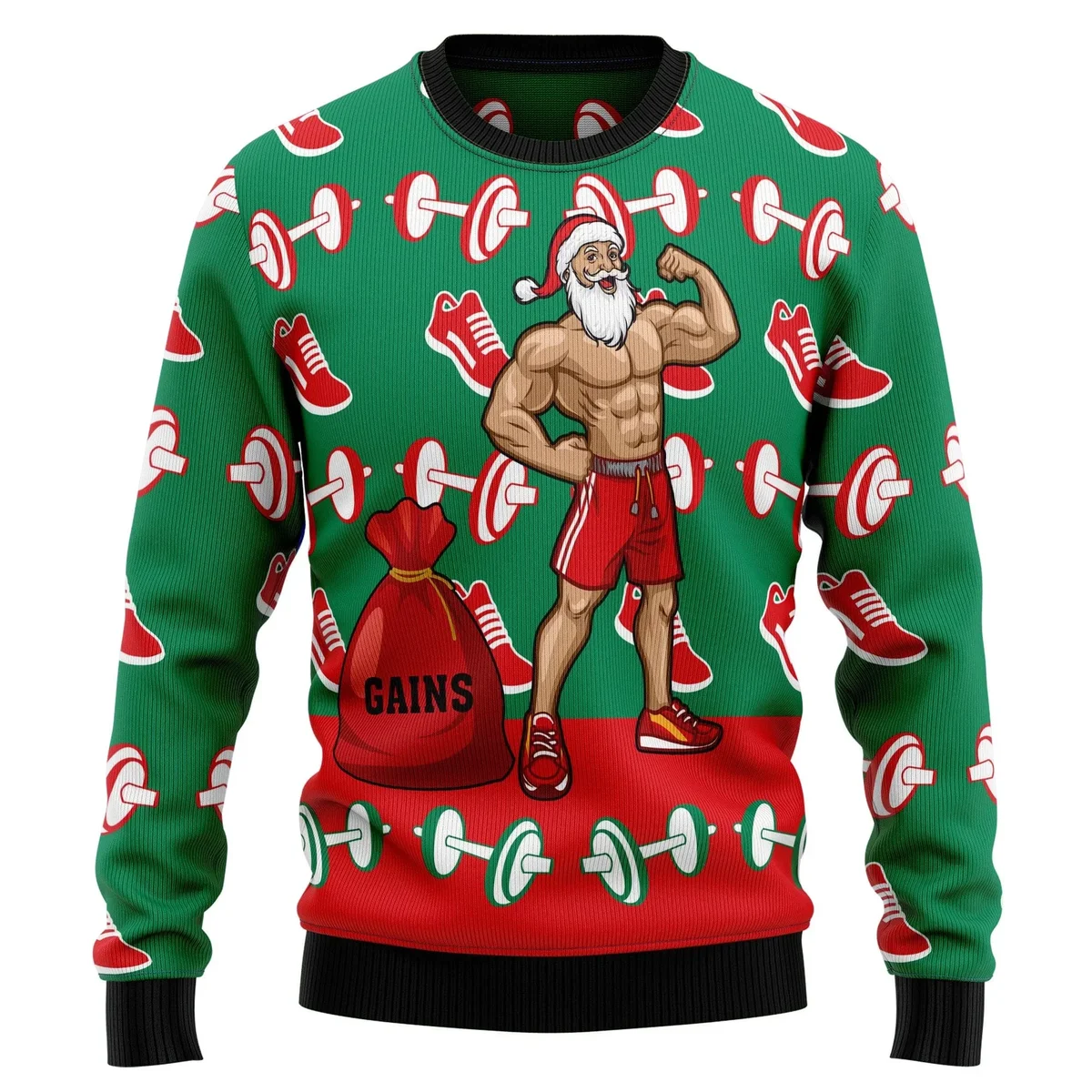 Santa Gym Ugly Christmas Sweater Funny Xmas Party Outfit Gifts For Santa Lovers
