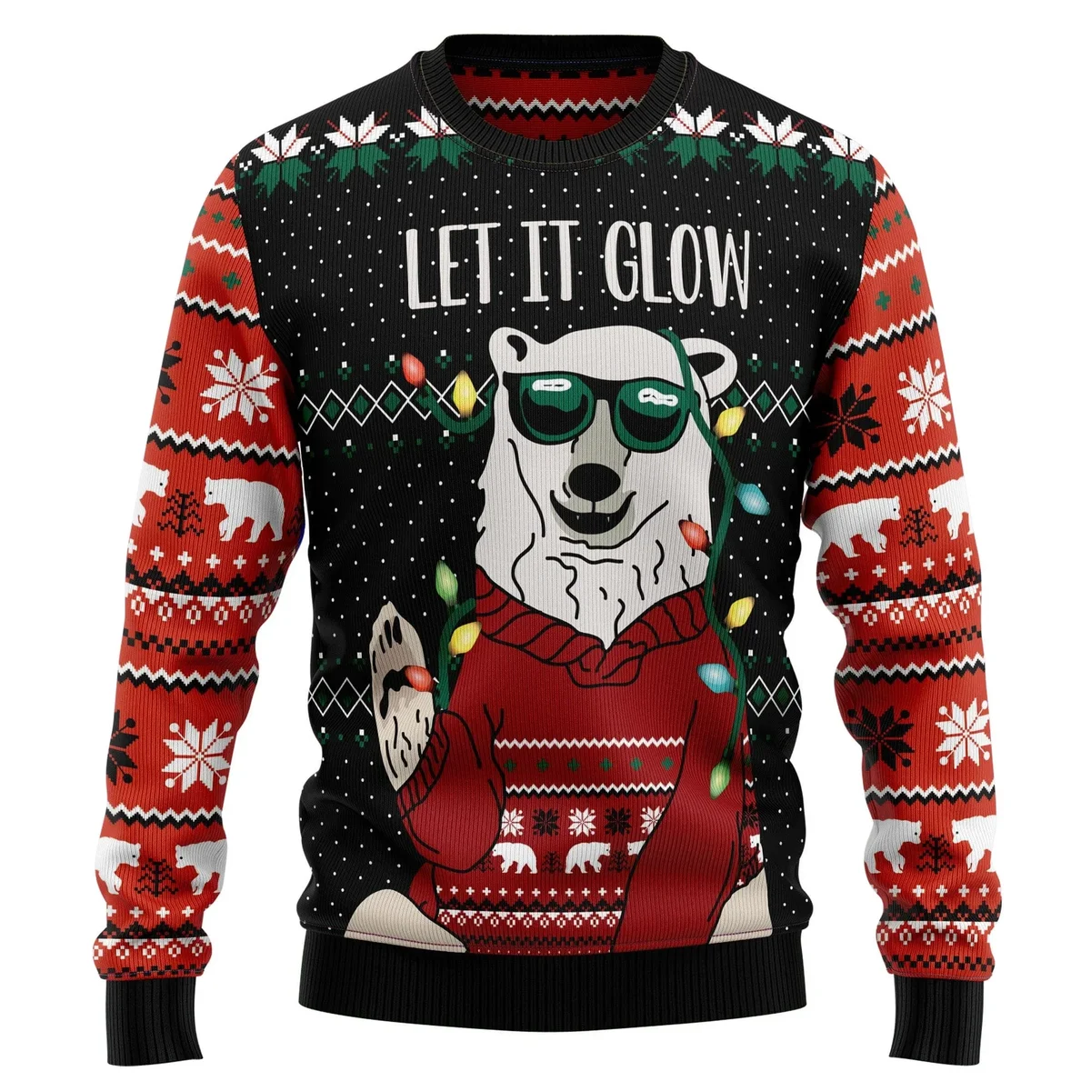 Let It Glow Polar Bear Ugly Christmas Sweater Christmas Party Outfit Gifts For Brother