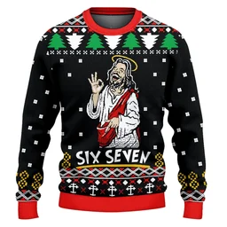 Jesus Six Seven Ugly Christmas Sweater Funny Xmas Party Clothes Gifts For Christians