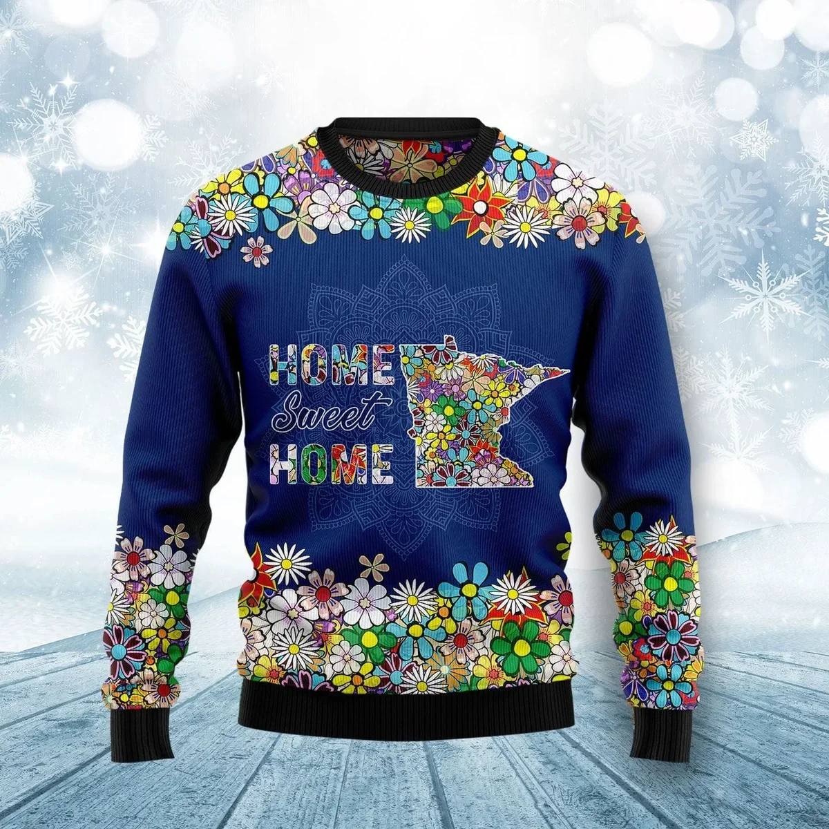 Minnesota Home Sweet Home Floral Ugly Christmas Sweater Xmas Outfits Christmas Gifts