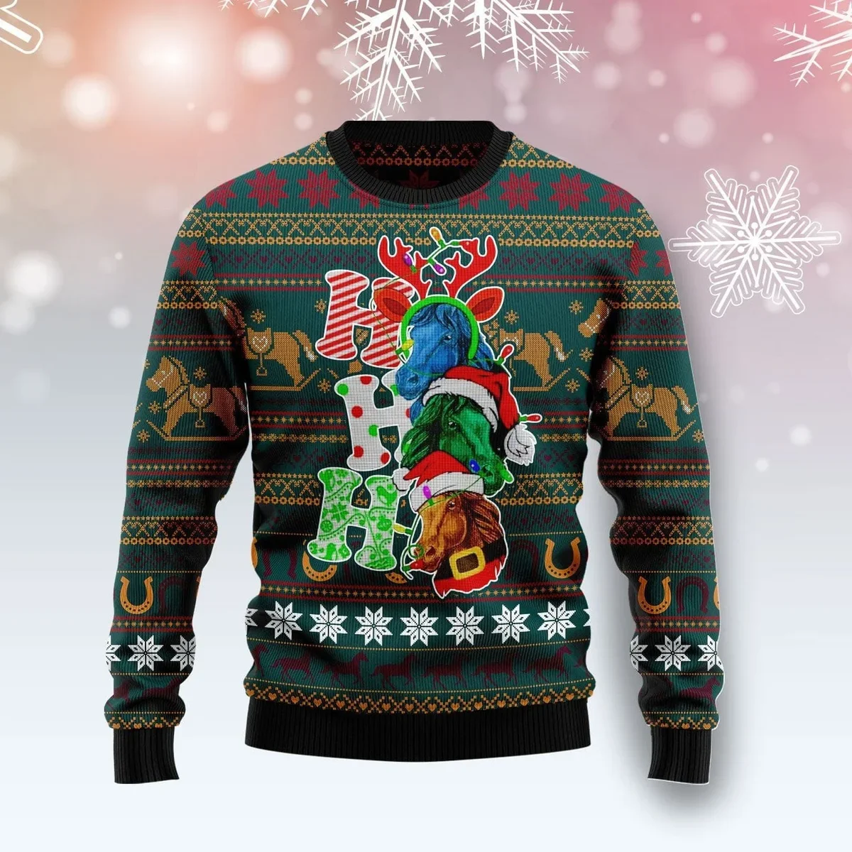 Horse Ho Ho Ho Ugly Christmas Sweater Christmas Clothes Gifts For Horse Lovers