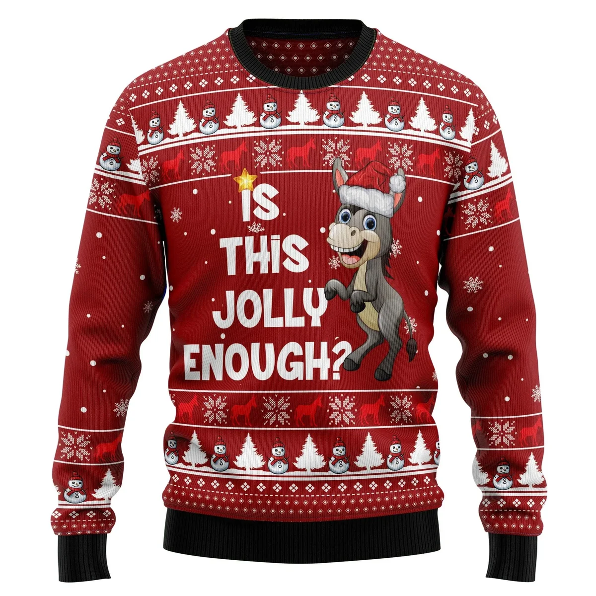 Is This Jolly Enough Donkey Ugly Christmas Sweater Xmas Party Clothes Gifts For Donkey Lovers