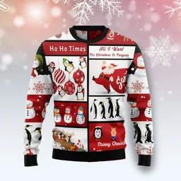 Penguin Santa Claus Ugly Christmas Sweater Christmas Day Outfit Gifts For Penguin Lovers