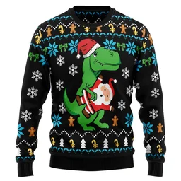 Santa Dinosaur Ugly Christmas Sweater Festive Clothing Christmas Gifts For Dinosaur Lovers