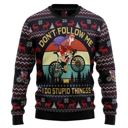 Santa Claus On Mountain Bike Ugly Christmas Sweater Xmas Clothes Gifts For Santan lovers