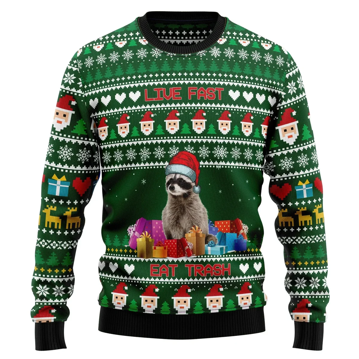 Raccoon Eat Trash Christmas Ugly Christmas Sweater Xmas Vacation Apparel Gifts For Raccoon Lovers