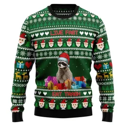 Raccoon Eat Trash Christmas Ugly Christmas Sweater Xmas Vacation Apparel Gifts For Raccoon Lovers
