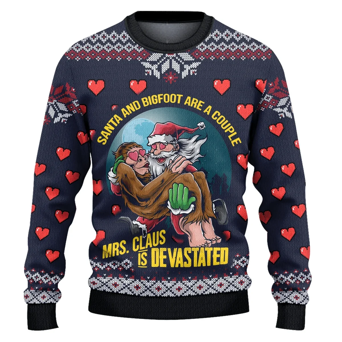 Santa And Bigfoot Are A Couple Ugly Christmas Sweater  Xmas Outfits Gifts For Santa Lovers