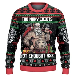 Too Many Idiots Not Enough Axes Viking Ugly Christmas Sweater Xmas Outfit Gifts For Him