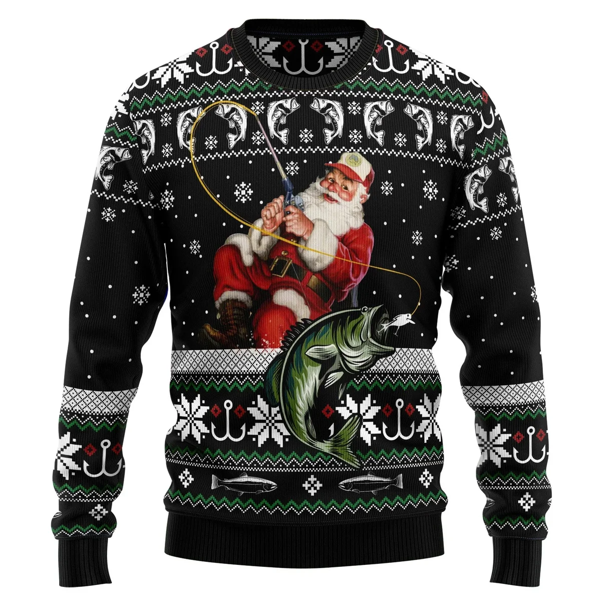 Santa Claus Fishing Friends Ugly Xmas Sweater Xmas Party Clothes Gifts For Santa Lovers