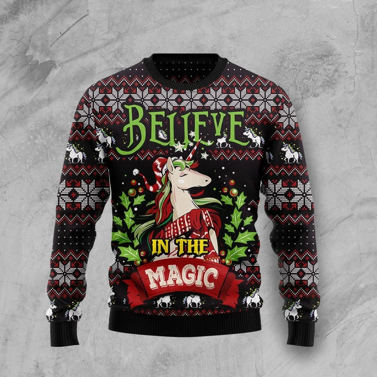 Unicorn Believe In The Magic Ugly Christmas Sweater Funny Xmas Sweater Gifts For Xmas