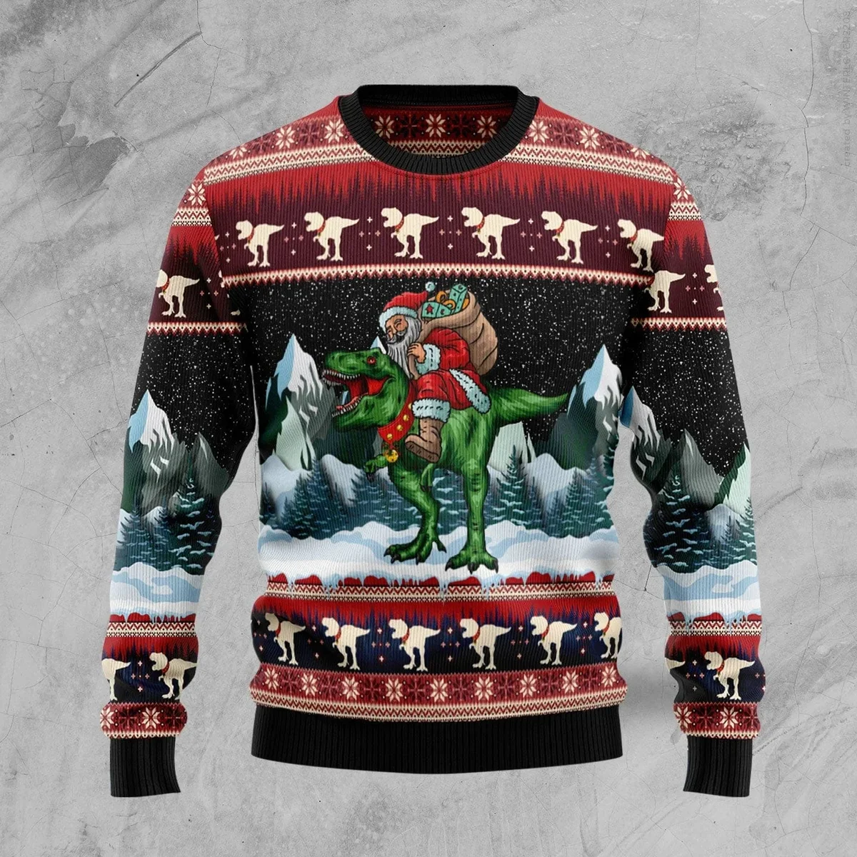 T-Rex Santa Claus Ugly Christmas Sweater Christmas Vacation Outfit Gifts For Santa Lovers