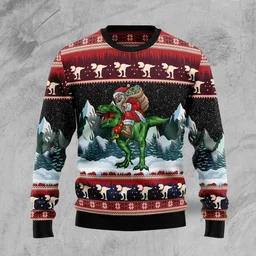 T-Rex Santa Claus Ugly Christmas Sweater Christmas Vacation Outfit Gifts For Santa Lovers