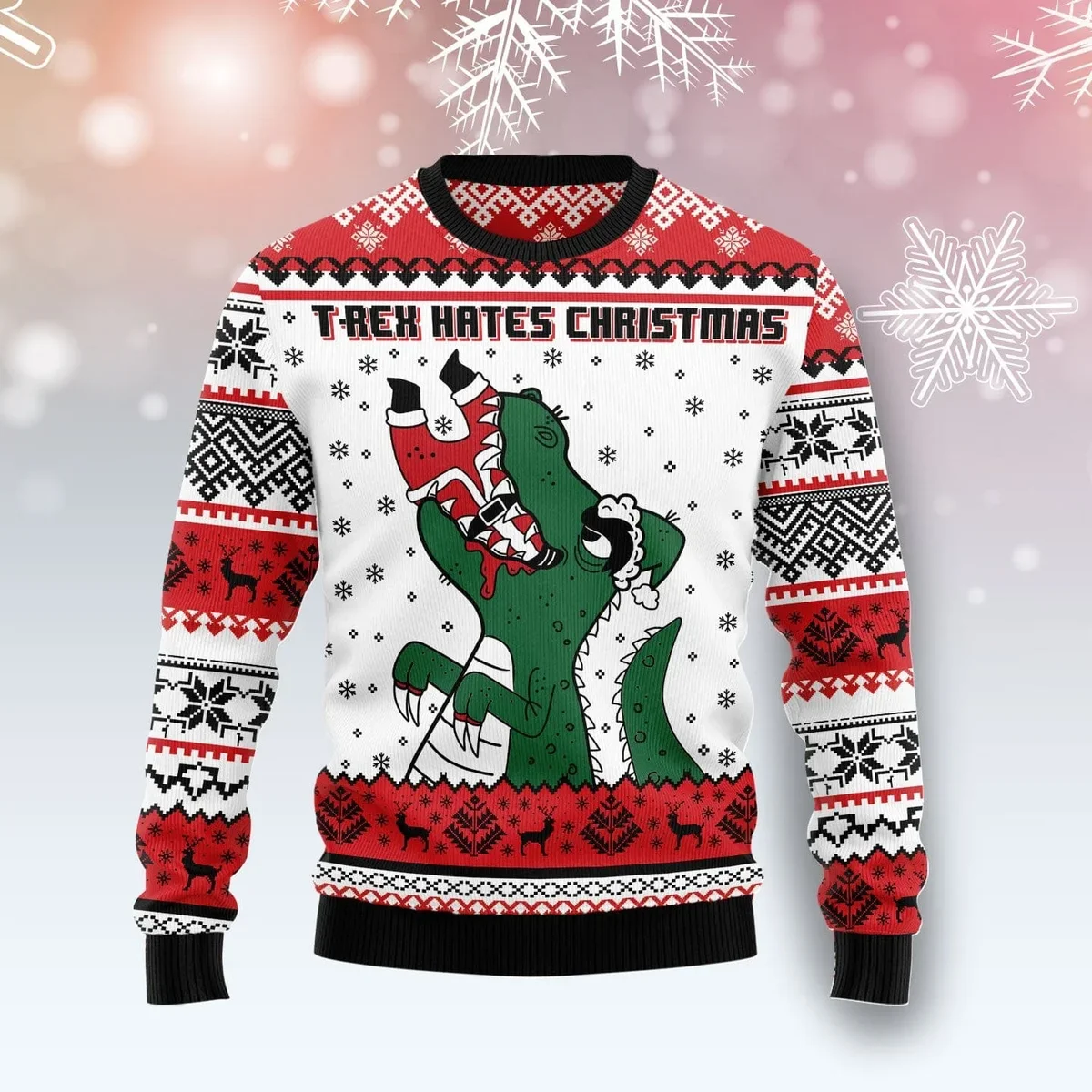 T-Rex Hates Xmas Ugly Christmas Sweater Xmas Clothes Gifts For T-Rex Lovers