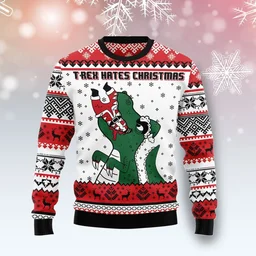 T-Rex Hates Xmas Ugly Christmas Sweater Xmas Clothes Gifts For T-Rex Lovers