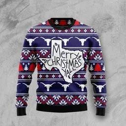 Texas Longhorns Merry Christmas Y_All Ugly Christmas Sweater Christmas Vacation Apparel